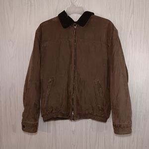 WeatherProof Large men's jacket brown faux suede zip buttons cuffs